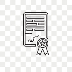 Certificate vector icon isolated on transparent background, Certificate logo design