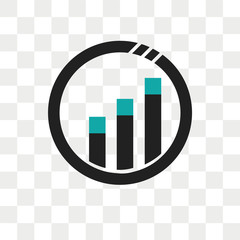 Bars and line ascending graphic of data analytics vector icon isolated on transparent background, Bars and line ascending graphic of data analytics logo design