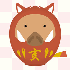 いのしし達磨イラスト