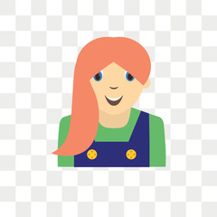 Girl kid avatar vector icon isolated on transparent background, Girl kid avatar logo design