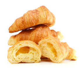 Fresh and tasty croissant over white background