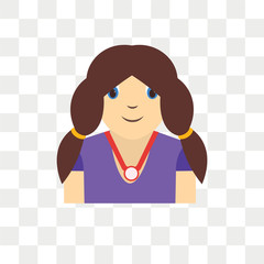 Girl kid avatar vector icon isolated on transparent background, Girl kid avatar logo design