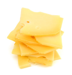Slice cheese on white background