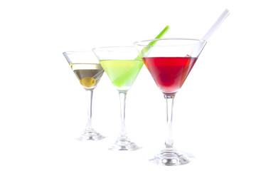 Set of multi-colored cocktails