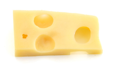 Slice cheese on white background