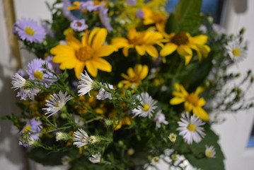 A flower bouquet of beautiful wild Ukrainian wildflowers made with a soul from the steppe part of Ukraine