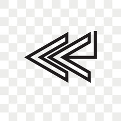 Fototapeta na wymiar Left arrow vector icon isolated on transparent background, Left arrow logo design