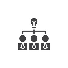 Creative think vector icon. filled flat sign for mobile concept and web design. Business people and light bulb simple solid icon. Team ideas symbol, logo illustration. Pixel perfect vector graphics