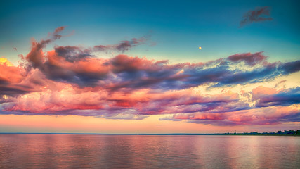 Beautiful Sunset Clouds over horizon of Lake Superior