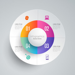 Infographics design vector and business icons with 4 options.