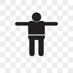 Crucified Pose vector icon isolated on transparent background, Crucified Pose logo design