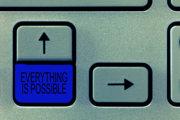 Word writing text Everything Is Possible. Business concept for Any outcome could occur Anything can happen.