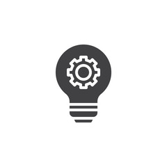 Light bulb and gear vector icon. filled flat sign for mobile concept and web design. Working Process simple solid icon. Symbol, logo illustration. Pixel perfect vector graphics