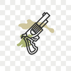 Pistol vector icon isolated on transparent background, Pistol logo design