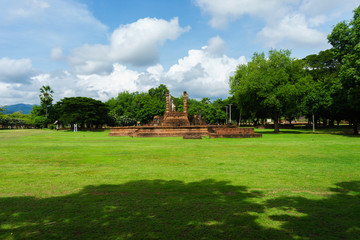 Fototapeta na wymiar Buddha in Sukhothai Province Thailand. Wat in Sukhothai Historical Park is a historic site.