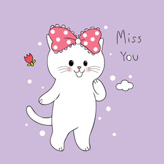 Cartoon cute sweet cat vector.