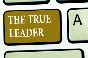 Fototapeta premium Text sign showing The True Leader. Conceptual photo one that move and encourage group of people Responsibility.