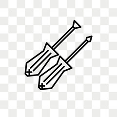 Screwdriver vector icon isolated on transparent background, Screwdriver logo design