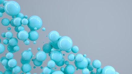 Blue spheres of random size on white background