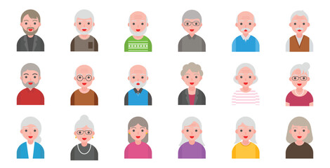 illustration of older people isolated on white background in flat style