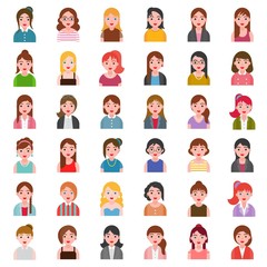 Female office character business people in flat design