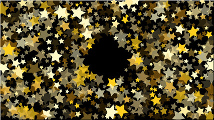 Abstract Background with Many Random Falling Golden Stars Confetti .