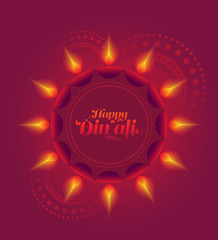 Diwali Festive Background Design Template with Creative Round Lamps Vector Illustration