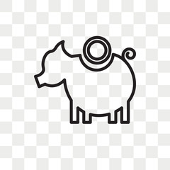Piggy bank vector icon isolated on transparent background, Piggy bank logo design