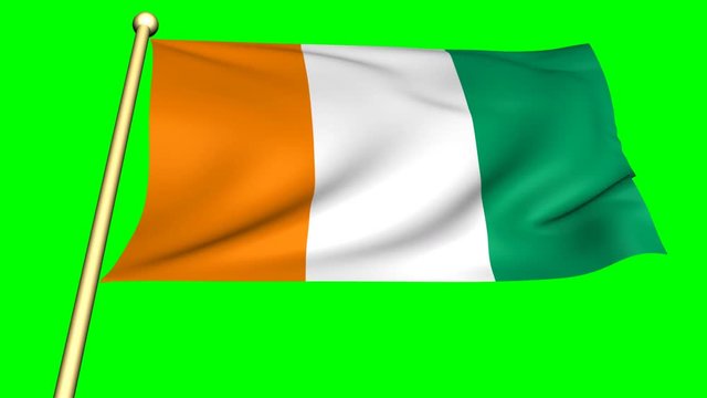 flag of ivory cote  on green screen