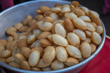 Closeview of Pani Puri, Golgappe, Chat item, India. Indian panipuri