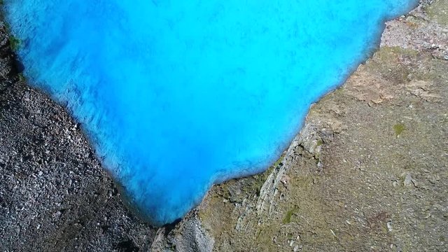 Mountain lake view from above. Incredible colours. Vago lake in Valtellina