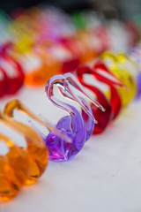 Colorful Crystal Glass Swan Show Pieces