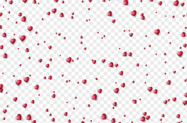 Fototapeta na wymiar Shape 3D hearts color pink on transparent background.