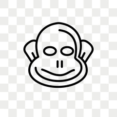 Monkey vector icon isolated on transparent background, Monkey logo design