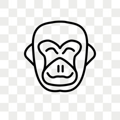 Gorilla vector icon isolated on transparent background, Gorilla logo design