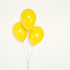Yellow Balloons isolated on white background. 3d rendering.