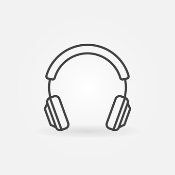 recommend clip art: Vector headphone outline icon. Headphone isolated symbol