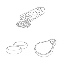 Isolated object of meat and ham logo. Collection of meat and cooking stock symbol for web.