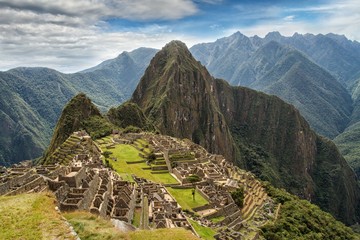 View of the Lost Incan City of Machu Picchu near Cusco, Peru. Machu Picchu is a Peruvian Historical...