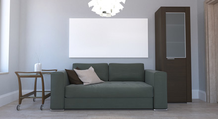 Empty canvas on wall mock up