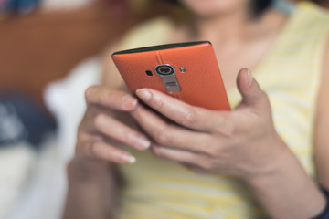 woman using smartphone