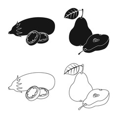 Vector illustration of vegetable and fruit logo. Collection of vegetable and vegetarian stock symbol for web.