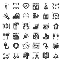 Merry Christmas icon set 3, glyph design