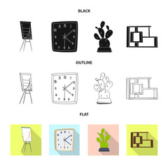 Vector design of furniture and work symbol. Set of furniture and home stock symbol for web.