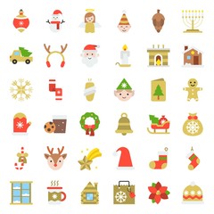 Merry Christmas icon set 5, flat style