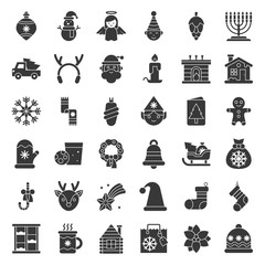 Merry Christmas icon set 5, solid style