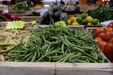 Haricots verts au marché de Mont de Marsan