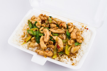 Thai spicy food basil chicken fried rice recipe (Krapao Gai)