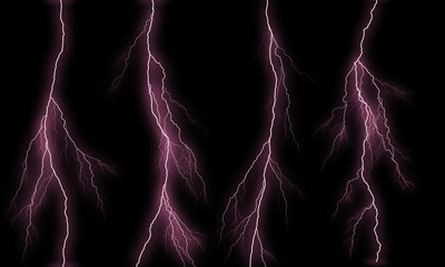 Some different lightning bolts isolated on black