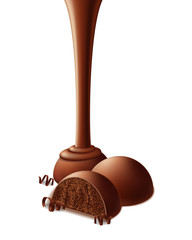 Isolated truffle candy on white background. Realistic vector illustration